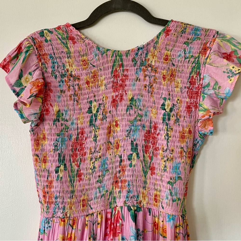 Like new- By the River Floral Pink Midi Dress